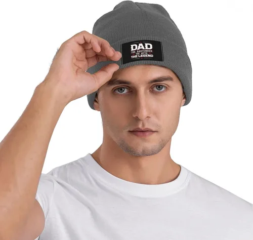 Vista 7 de LIICHEES Dad The Bartender The Myth Thelegend Beanie Hat for Men Women Hats Warm Cozy Knitted Caps Black Skull Cap