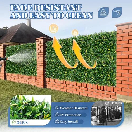 Vista 3 de ECOOPTS Panel de boj sintético de pared de césped artificial, decoración de valla de hiedra para privacidad, para patio, jardín, hogar, exterior