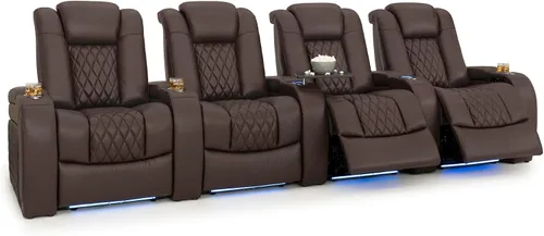 Vista 92 de Seatcraft Asiento de cine en casa Diamante Marrón Reclinable Individual