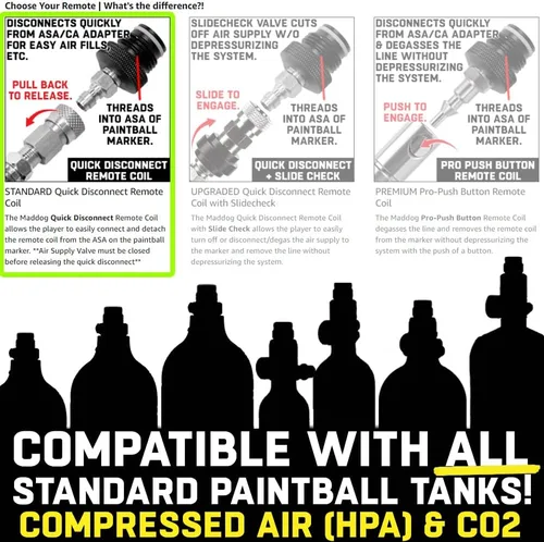 Vista 3 de Maddog Bobina remota para tanque de paintball de servicio pesado - Aire comprimido (HPA) / CO2