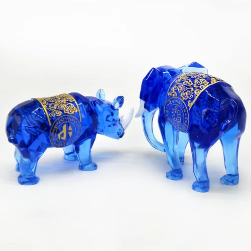 Vista 3 de fengshuisale Decoración de estatua de elefante real y rinoceronte cósmico para el hogar W5371