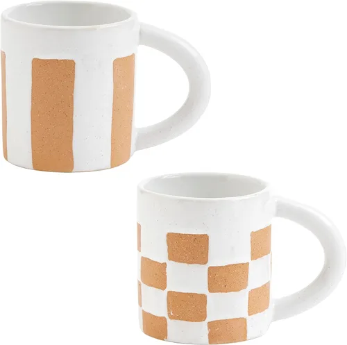 Vista 2 de Mud Pie Taza de terracota a rayas