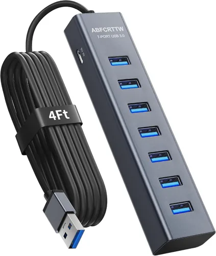 Vista 10 de Adaptador multipuerto USB C a USB Hub, adaptador multipuerto USB C 7 en 1 de aluminio, extensores USB, adaptador USB a USB C para MacBook Pro/Air