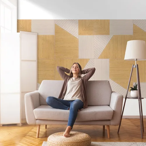 Vista 8 de Paquete de 6 paneles acústicos para pared (cada uno de 23.6x23.6 pulgadas) - Reducción de ruido de 25dB, autoadhesivo color marrón Decoración