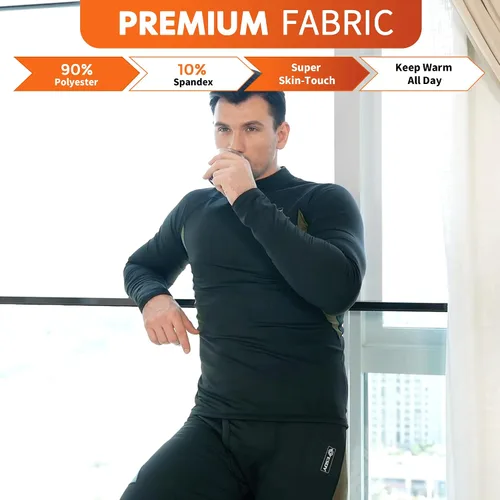Vista 7 de CL convallaria Conjunto de ropa interior térmica para hombre con bragueta, capa base larga para invierno, equipo de caza, parte superior e inferior