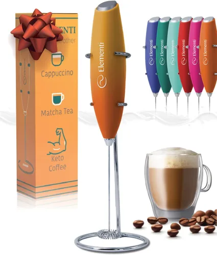 Vista 18 de Espumador Elementi de leche con soporte, motor de esfuerzo de torsión más potente, para hacer cappuccinos, lattes y café a prueba de balas, Negro