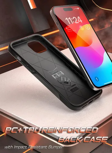 Vista 6 de Poetic Neon Series - Funda compatible con iPhone 15, doble capa, resistente, resistente, ligera, delgada, a prueba de golpes, protección contra Negro