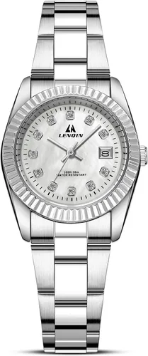 Vista 11 de LN LENQIN Relojes para mujer, fáciles de leer, impermeables, para mujer A1-LN-L0150-Plata Oro Blanco