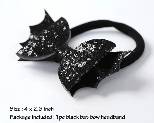Vista 2 de JiaDuo Diadema de murciélago para bebé y niña, con lazo para disfraz de Halloween, accesorios para el cabello