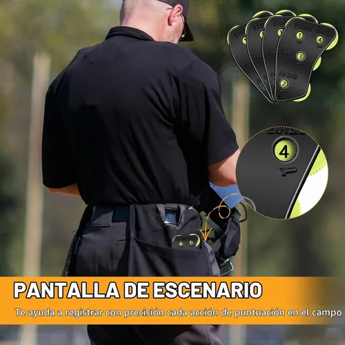Vista 7 de Lenwen Engranaje indicador de clicker de árbitro de béisbol de 4 ruedas práctico para contador de béisbol para salidas de grabación y entradas