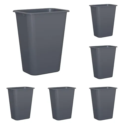 Vista 15 de Cubo de basura rectangular beige de 13 cuartos de galón / 3 galones para dormitorio, oficina, baño, se adapta debajo del escritorio