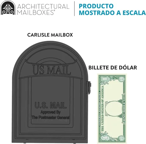Vista 7 de ARCHITECTURAL MAILBOXES - Buzón de correo de montaje en poste 8760B-10 Carlisle, mediano, color negro