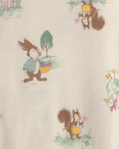 Vista 3 de Carter's Conjunto de pijama de algodón ajustado de 4 piezas para niña Pollo Country Green