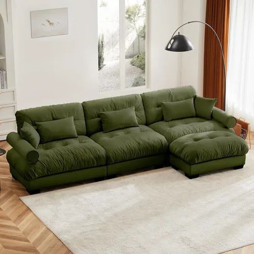 Vista 102 de Juego de sofá modular con asiento profundo de 94.4", tela de chenilla, loveseat seccional moderno para sala de estar, cómodo loveseat de felpa tipo
