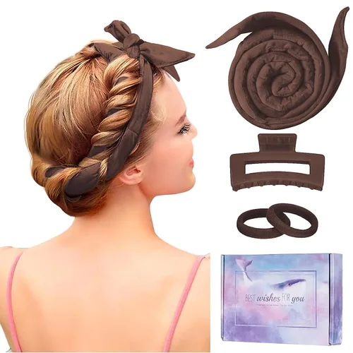 Vista 11 de Flylipu Diadema de Varilla Rizadora sin Calor, Mejorada de 60" Extra Larga, Rizadores de Cabello Suaves para Dormir, Rizos sin Calor para Niñas