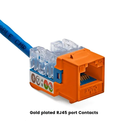 Vista 126 de TRUE CABLE Conector Keystone Cat5e, sin blindaje (UTP), perforado de 90 grados, PoE++ (4PPoE) 100W, certificación UL, verificado ETL, certificado