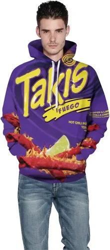 Vista 3 de XFVSDXS Sudadera con capucha con estampado 3D y estampado novedoso, atlético, casual, sudadera con capucha