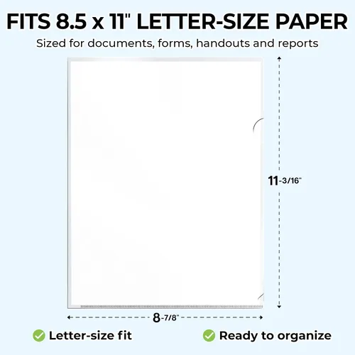 Vista 3 de Dunwell Clear Folders for Documents, Plastic 8.5x11 File Sleeves, 6 Pack