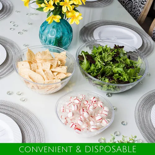 Vista 9 de PLASTICPRO - Cuencos desechables redondos de plástico transparente para servir aperitivos o ensaladas de fiesta, cuencos de plástico transparente