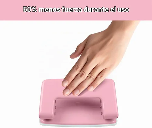 Vista 2 de Perforadora de 2 agujeros, perforadora para manualidades, herramienta de perforación de doble agujero, perforadora manual de hojas sueltas, Rosa