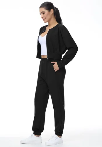 Vista 6 de THE GYM PEOPLE Pantalones deportivos holgados con parte inferior de cincha para mujer, pantalones de entrenamiento ligeros con bolsillos