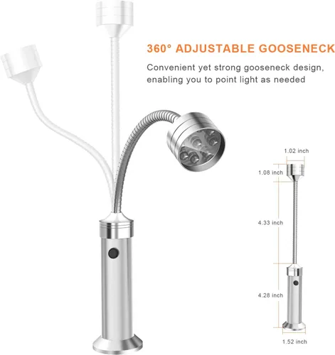 Vista 3 de FIREOR Accesorios para parrilla de barbacoa para exteriores, luces LED magnéticas para barbacoa, cuello de cisne flexible, resistente a