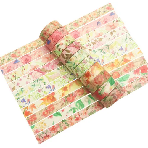 Vista 4 de VIVIQUEN Juego de 20 rollos de cinta washi de flores, 0.591 in de cinta washi floral para diario de viñetas, cintas decorativas de enmascaramiento