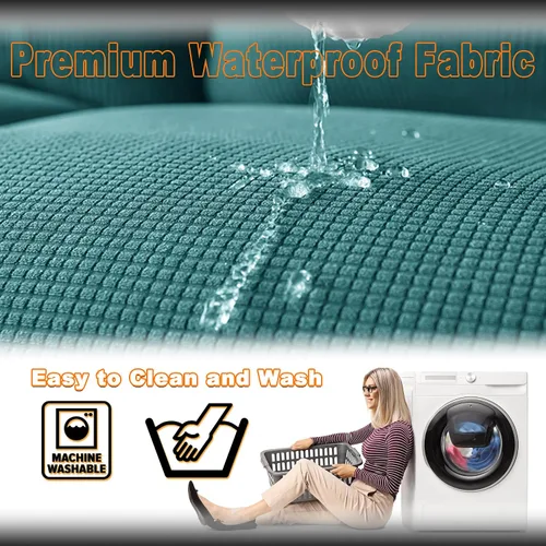 Vista 5 de Funda de sofá impermeable en forma de L, elástica, gruesa, antideslizante y suave, fundas para sofás de 1 plaza para un fácil cuidado, funda