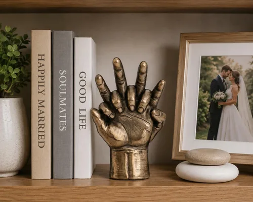 Vista 4 de JFSM INC. Almas gemelas manos entrelazadas escultura boda para parejas