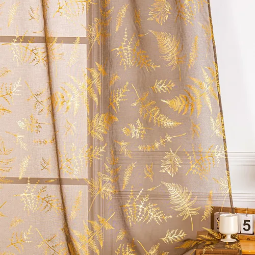 Vista 49 de Deeprove Cortinas traslúcidas color aguamarina y dorado de 63 pulgadas de largo, 2 paneles para decoración de dormitorio, cocina, decoración