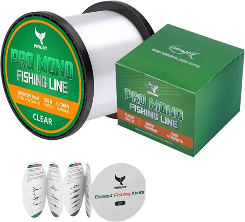 Vista 37 de Monofilament Fishing Line, Invisible Nylon Wire, Knot Guide Cards Transparente