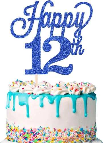 Vista 47 de 1 paquete de decoración para pastel de 12 años, purpurina negra número 12, doce cumpleaños, decoración para felicitaciones a 12 años de edad, 12