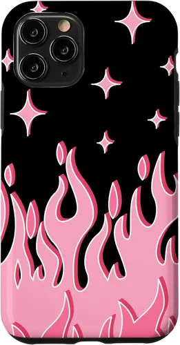 Vista 29 de Lindo patrón de llama rosa Grafitti Flames Pastel Goth Case para iPhone 17