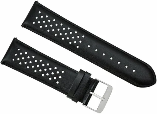 Vista 2 de Ewatchparts Correa de reloj de piel perforada de 18-19-20-21-22-0.906-0.945 in compatible con Rolex Quick Release Negro y dorado