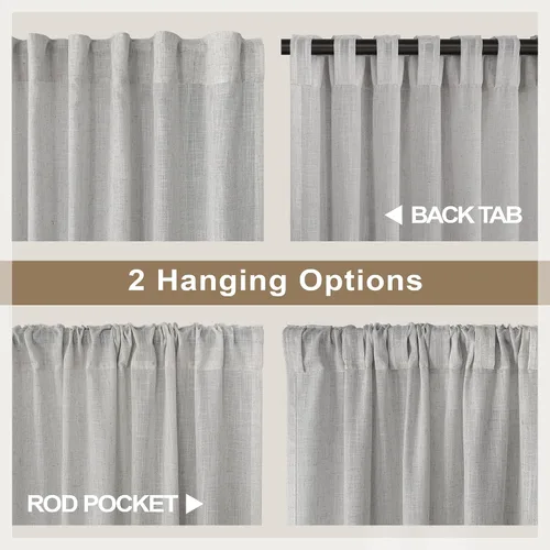 Vista 35 de Pitalk Cortinas de lino para café de 24 pulgadas de largo, con bolsillo trasero, plisadas, estilo bohemio, granja, cocina, cortinas para ventana