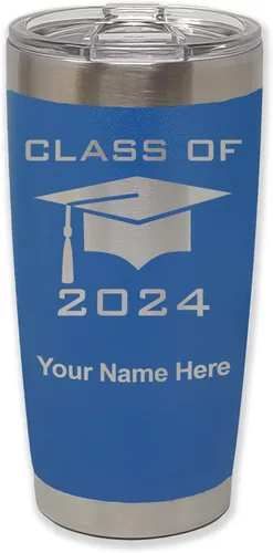 Vista 28 de LaserGram Vaso aislado al vacío de 20 onzas, grado de tapa clase de 2024, 2025, 2026, 2027, 2028, grabado personalizado incluido (negro)