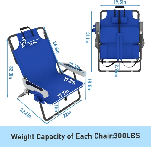 Vista 3 de MUPATER Silla plegable portátil, tumbona plegable para patio al aire libre con bolsillo desmontable, sillas de playa para adultos resistentes