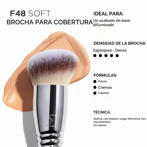 Vista 3 de Sigma Beauty F48 - Brocha de cobertura suave, brocha de maquillaje de base