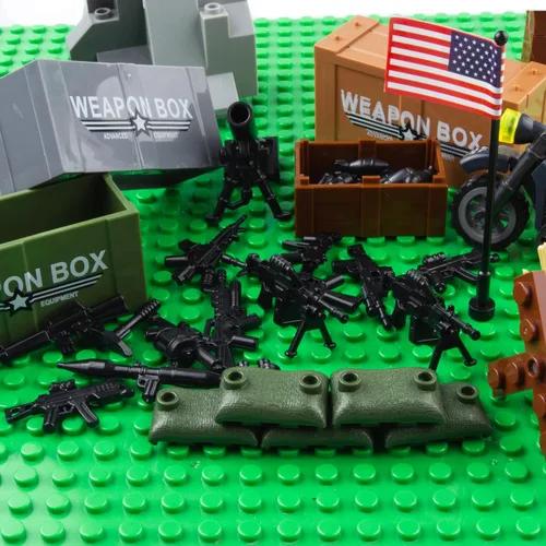 Vista 5 de Paquete de armas, accesorios de armas militares, juguetes modelo soldado de la Segunda Guerra Mundial, equipo militar, bloques de batalla