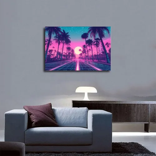 Vista 5 de Neon Vaporwave Art Print – Cyberpunk Aesthetic Wall Decor – Retro Futuristic Subculture Poster – Trendy Modern Artwork Poster Print for Teen Boys