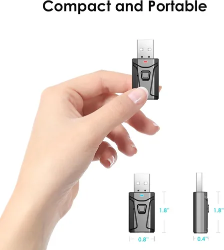 Vista 9 de Tsnam Adaptador USB Bluetooth para Coche, Transmisor Receptor Bluetooth Conectar y Usar, Adaptador de Audio Inalámbrico AUX de 3.5mm para TV