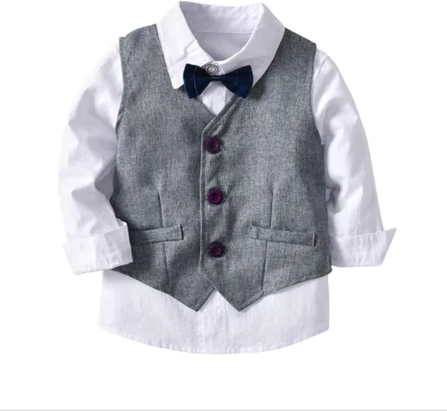 Vista 3 de Enterizo formal para bebé niño con esmoquin a cuadros para caballero