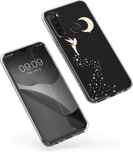 Vista 8 de kwmobile Funda de TPU compatible con Xiaomi Redmi Note 8 (2019/2021) - Funda TPU Funda para teléfono - Hada brillante oro rosa/transparente