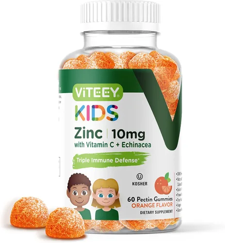 Vista 7 de Viteey Gomitas de zinc para niños de 10 mg, con vitamina C y equinácea, apoyo inmunológico, potente antioxidante natural, suplemento de vitamina