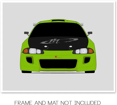 Vista 2 de Custom Car Posters Póster hecho a mano compatible con Mitsubishi Eclipse 2G DSM (1995-1999) Fast and the Furious Print Wall Art Décor Brian O'Connor