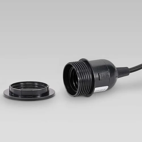 Vista 4 de kwmobile Cable de luz enchufable, cable de lámpara colgante de tela de 15 pies de largo con enchufe, enchufe E26, para colgar iluminación de techo
