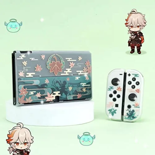 Vista 4 de ENFILY Cute Genshin Impact Kaedehara Kazuha Case Compatible with Nintendo Switch OLED, Dockable Case Cover, Ergonomic Soft TPU Grip Case for Joycon