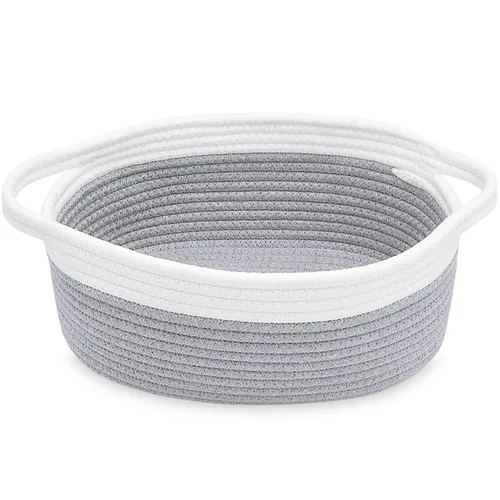 Vista 8 de ABenkle Cesta Pequeña con Asas - Contenedor de Almacenamiento Tejido de Cuerda Decorativo Duradero Cubo Organizador de Estante, Cesta de Regalo