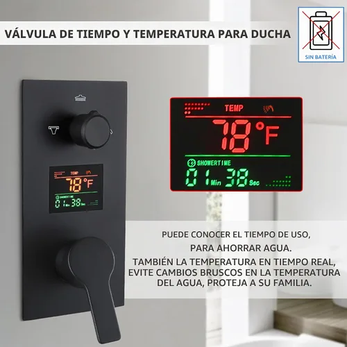 Vista 4 de SKOWLL Sistema de ducha con boquilla de bañera, grifo de ducha y bañera combinado de montaje en pared de 12 pulgadas, cabezal de ducha negro