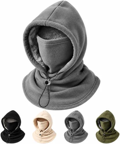 Vista 9 de 3-in-1 Winter Hat, Flannel Balaclava Face Mask with Neck Cover Green